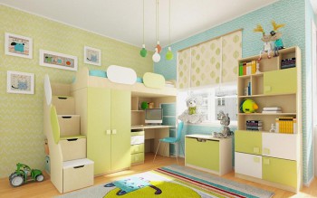 Детская комната Эппл (Зеленый/Белый/корпус Клен) в Ачинске - achinsk.mebel54.com | фото