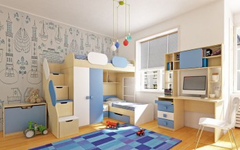 Детская комната Скай (Синий/Белый/корпус Клен) в Ачинске - achinsk.mebel54.com | фото
