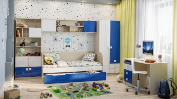 Детская комната Скай Люкс (Синий/Белый/корпус Клен) в Ачинске - achinsk.mebel54.com | фото