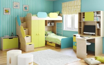 Детская комната Смайли (Желтый/Голубой/Зеленый/корпус Клен) в Ачинске - achinsk.mebel54.com | фото