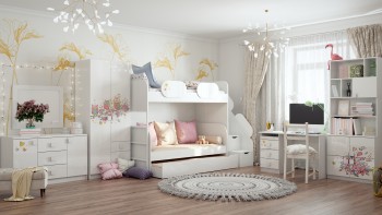Детская комната Совушки (Белый/корпус Выбеленное дерево) в Ачинске - achinsk.mebel54.com | фото