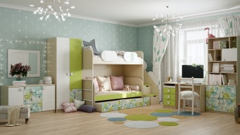 Детская комната Твит (Белый/Зеленый/корпус Клен) в Ачинске - achinsk.mebel54.com | фото