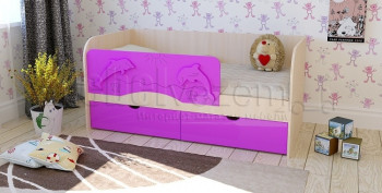 Друзья Кровать детская 2 ящика 1.6 Фиолетовый глянец в Ачинске - achinsk.mebel54.com | фото