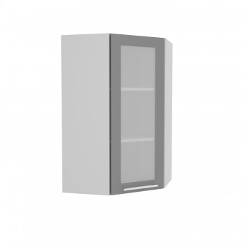 Гарда ВПУС 550 шкаф верхний угловой со стеклом высокий (Белый Эмалит/корпус Серый) в Ачинске - achinsk.mebel54.com | фото