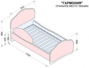 Кровать 160 Гармония 67 Светло-фиолетовый (мягкий бортик) в Ачинске - achinsk.mebel54.com | фото