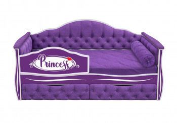 Кровать 160 серии Иллюзия 2 ящика 32 Фиолетовый (мягкие боковые накладки/подушка валик) в Ачинске - achinsk.mebel54.com | фото