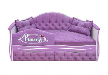 Кровать 160 серии Иллюзия 2 ящика 67 Светло-фиолетовый (подушки/мягкий бортик) в Ачинске - achinsk.mebel54.com | фото