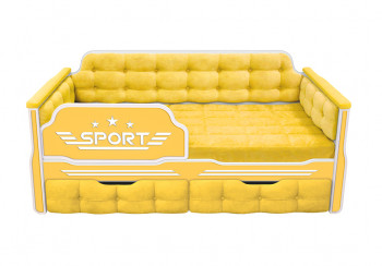 Кровать 160 серии Спорт 2 ящика 74 Жёлтый (мягкие боковые накладки) в Ачинске - achinsk.mebel54.com | фото
