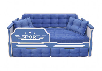 Кровать 160 серии Спорт 2 ящика 85 Синий (подушки) в Ачинске - achinsk.mebel54.com | фото
