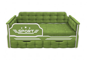 Кровать 170 серии Спорт 2 ящика 76 Зелёный (мягкие боковые накладки) в Ачинске - achinsk.mebel54.com | фото