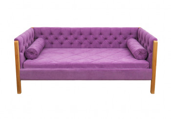 Кровать 180 серии Леди  32 Фиолетовый (подушка валик) в Ачинске - achinsk.mebel54.com | фото