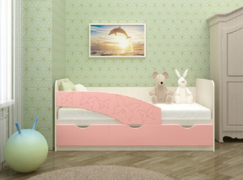 Кровать Бабочки 1,6м (Розовый металлик) в Ачинске - achinsk.mebel54.com | фото