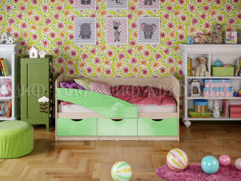 Кровать Бабочки 1,6м (Салатовый металлик) в Ачинске - achinsk.mebel54.com | фото