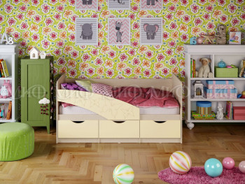 Кровать Бабочки 1,6м (Ваниль матовый) в Ачинске - achinsk.mebel54.com | фото