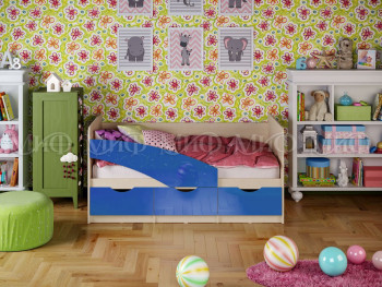 Кровать Бабочки 1,8м (Синий металлик) в Ачинске - achinsk.mebel54.com | фото