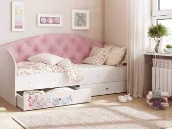 Кровать детская Эльза Белый/Розовый в Ачинске - achinsk.mebel54.com | фото
