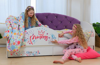 Кровать детская Эльза с бортиком Принцесса Белый/Фиолетовый в Ачинске - achinsk.mebel54.com | фото