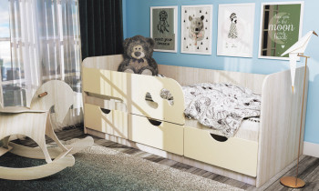 Кровать детская Минима Лего 1,86м с ящиками (дуб атланта/крем) в Ачинске - achinsk.mebel54.com | фото