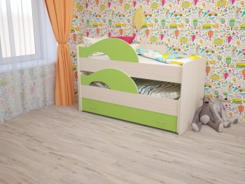Кровать детская Радуга 1600 Млечный дуб/Салатовый в Ачинске - achinsk.mebel54.com | фото