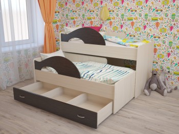 Кровать детская Радуга 1600 Млечный дуб/Венге в Ачинске - achinsk.mebel54.com | фото