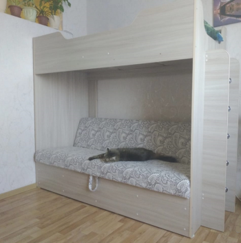 Кровать двухъярусная с диваном (Беленый дуб) в Ачинске - achinsk.mebel54.com | фото