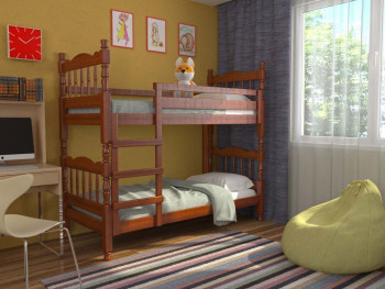 Кровать двухъярусная Соня из массива сосны 800*1890 Орех в Ачинске - achinsk.mebel54.com | фото