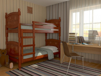 Кровать двухъярусная Валерия из массива сосны 800*1890 Орех в Ачинске - achinsk.mebel54.com | фото