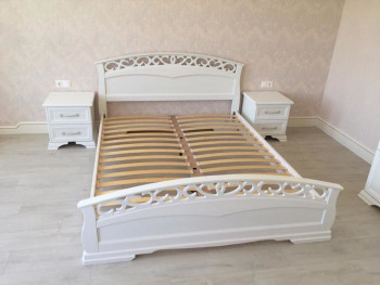 Кровать Грация-1 из массива сосны 1600*2000 Белый античный в Ачинске - achinsk.mebel54.com | фото