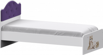 Кровать Каспер с мягкой спинкой и фотопечатью (800х1900)Белый/Фиолетовый в Ачинске - achinsk.mebel54.com | фото