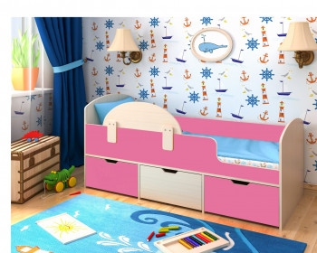 Кровать Малыш-мини Дуб молочный/Розовый в Ачинске - achinsk.mebel54.com | фото