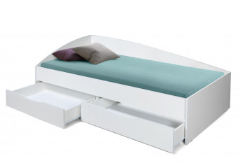 Кровать одинарная "Фея - 3" (асимметричная) (2000х900) New/(белый / белый / ДВПО белый) в Ачинске - achinsk.mebel54.com | фото