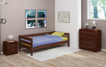 Кровать одинарная ГЛОРИЯ из массива сосны  900*2000 (Орех) в Ачинске - achinsk.mebel54.com | фото