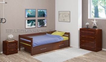 Кровать одинарная ГЛОРИЯ из массива сосны  900*2000 (Орех) в Ачинске - achinsk.mebel54.com | фото