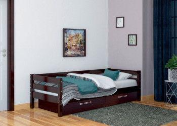 Кровать одинарная ГЛОРИЯ из массива сосны  900*2000 (Орех Тёмный) в Ачинске - achinsk.mebel54.com | фото