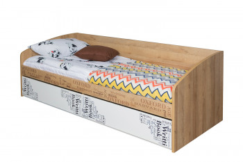 Кровать с 2 ящиками «Оксфорд» (Ривьера/Белый с рисунком) в Ачинске - achinsk.mebel54.com | фото