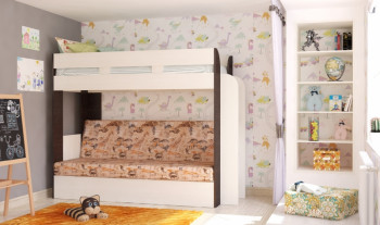 Кровать с диваном 75 Карамель Атлант (Венге Магия /Сосна Карелия/Савана) в Ачинске - achinsk.mebel54.com | фото