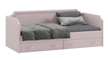 Кровать с мягкой обивкой и ящиками «Кантри» Тип 1 (900) (Велюр пудровый) в Ачинске - achinsk.mebel54.com | фото