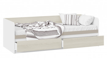 Кровать «Сканди» с 2 ящиками Дуб Гарден/Белый/Глиняный серый в Ачинске - achinsk.mebel54.com | фото