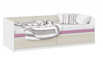 Кровать «Сканди» с 2 ящиками Дуб Гарден/Белый/Лиловый в Ачинске - achinsk.mebel54.com | фото