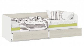 Кровать «Сканди» с 2 ящиками Дуб Гарден/Белый/Зеленый в Ачинске - achinsk.mebel54.com | фото