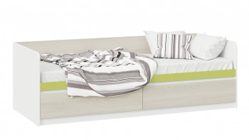 Кровать «Сканди» с 2 ящиками Дуб Гарден/Белый/Зеленый в Ачинске - achinsk.mebel54.com | фото