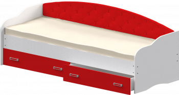 Кровать Софа-7 с мягкой спинкой (800х1900) Белый/Красный в Ачинске - achinsk.mebel54.com | фото