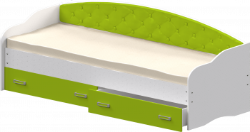 Кровать Софа-7 с мягкой спинкой (800х1900) Белый/Лайм в Ачинске - achinsk.mebel54.com | фото