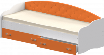 Кровать Софа-7 с мягкой спинкой (800х1900) Белый/Оранжевый в Ачинске - achinsk.mebel54.com | фото