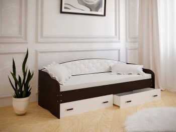 Кровать Софа-7 с мягкой спинкой (800х1900) Венге/ Белый в Ачинске - achinsk.mebel54.com | фото