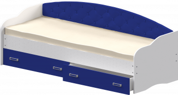 Кровать Софа-7 с мягкой спинкой (800х2000) Белый/Синий в Ачинске - achinsk.mebel54.com | фото