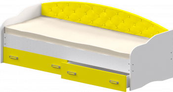 Кровать Софа-8 с мягкой спинкой (900х1900) Белый/Желтый в Ачинске - achinsk.mebel54.com | фото
