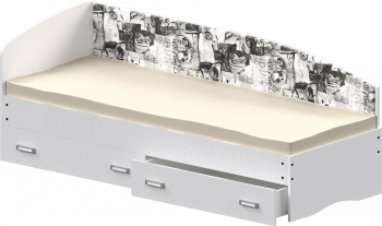 Кровать Софа-9 с мягкой спинкой с рисунком Милана (900х1900) Белый в Ачинске - achinsk.mebel54.com | фото