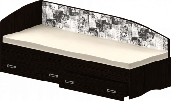 Кровать Софа-9 с мягкой спинкой с рисунком Милана (900х1900) Венге в Ачинске - achinsk.mebel54.com | фото