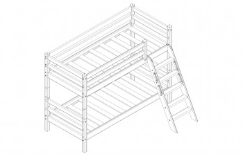 Кровать Соня вариант 12 низкая с наклонной лестницей Белый полупрозрачный в Ачинске - achinsk.mebel54.com | фото